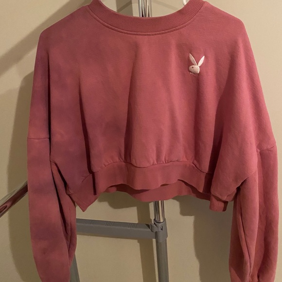 PLAYBOY Sweaters | Pink Cropped Playboy Crewneck | Poshmark